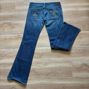 Y2K 7 For All Mankind embroidered back pocket bootcut jeans in a classic medium